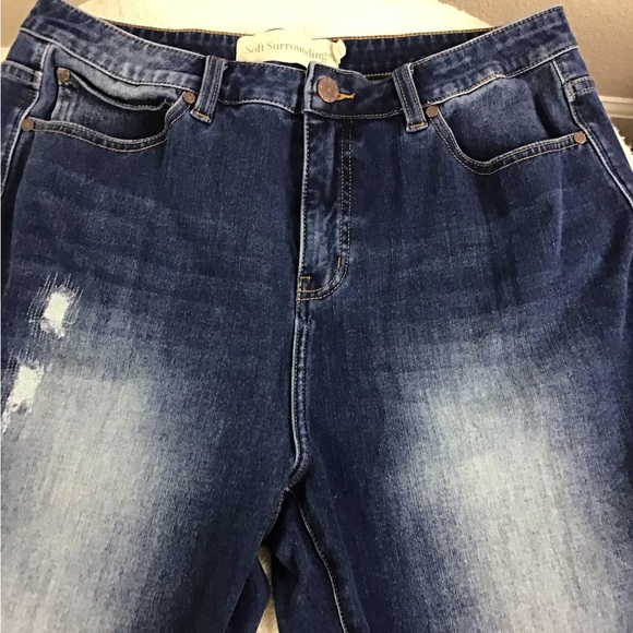 Soft Surroundings Ultimate Denim Straight Leg Jeans blue with fading Size 12 - Picture 12 of 13
